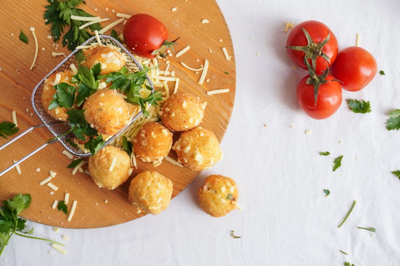 Arancini rice balls with tomato dipping sauce