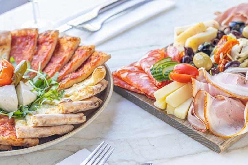 Italian antipasto platter with cured meats and cheeses