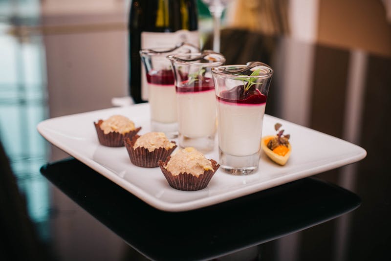 Panna cotta Italian dessert with berry coulis